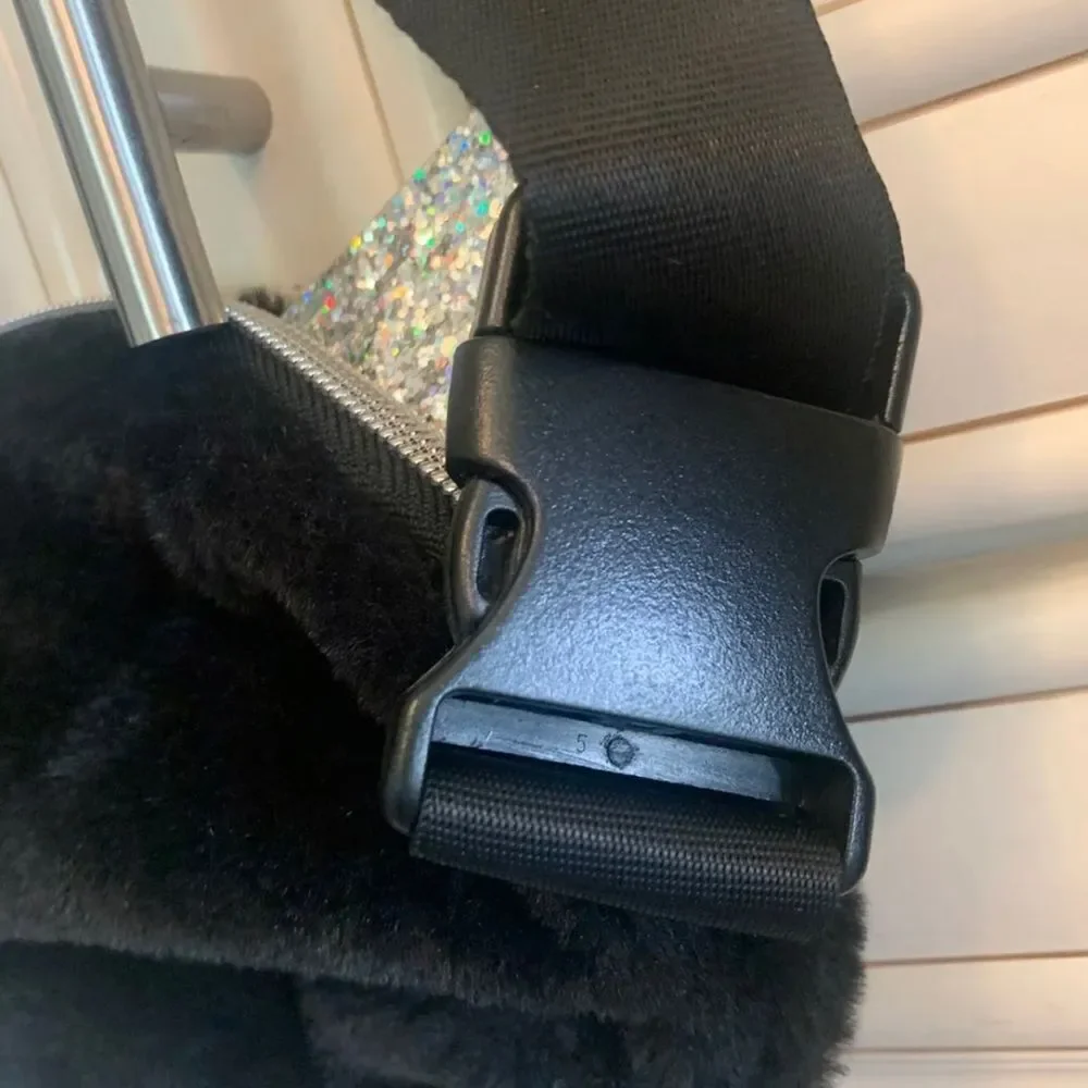 Target Black faux fur adjustable Cat Fanny pack
